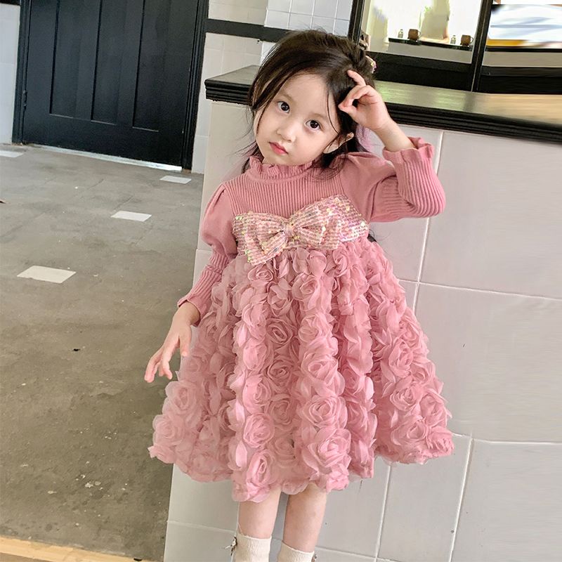 Đầm Công Chúa Chất Nhung Thời Trang Thu Đông Xinh Xắn Cho Bé Gái Mừng Năm Mới