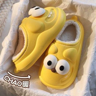 Dép bông đi trong nhà chống trượt chống thấm nước hình đôi mắt to dễ thương