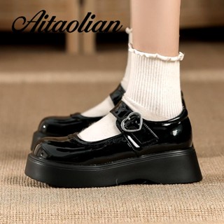 Giày Lười Da Đế Dày 6cm Phong Cách lolita Thời Trang Cho Nữ