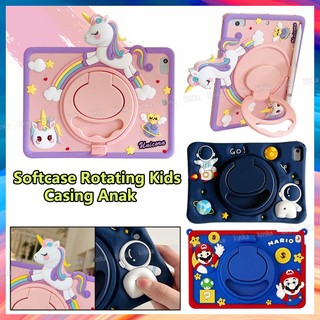 Ốp Máy Tính Bảng Silicon Mềm Chống Sốc Có Giá Đỡ Xoay 360 Độ Hình Kỳ Lân Cho samsung galaxy tab a9 Smx110 x115 x117 a9 plus x210 x216b x218u A8 10.5 X200 X205 A7 Lite 8.7 T220 T225 A 8.0 T290 T295 S6 Lite P610 P619