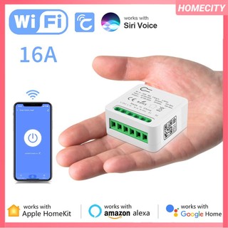 16a Apple Homekit Công Tắc Wifi Thông Minh Công Tắc Điều Khiển 2 Chiều Mini Smart Breaker Siri Điều Khiển Bằng Giọng Nói Hoạt Động Với Alexa Google Home