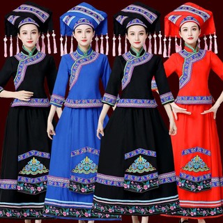 Chân váy đen phong cách dân tộc guangxi mạnh mẽ phong cách dân tộc ba mùa cho nữ