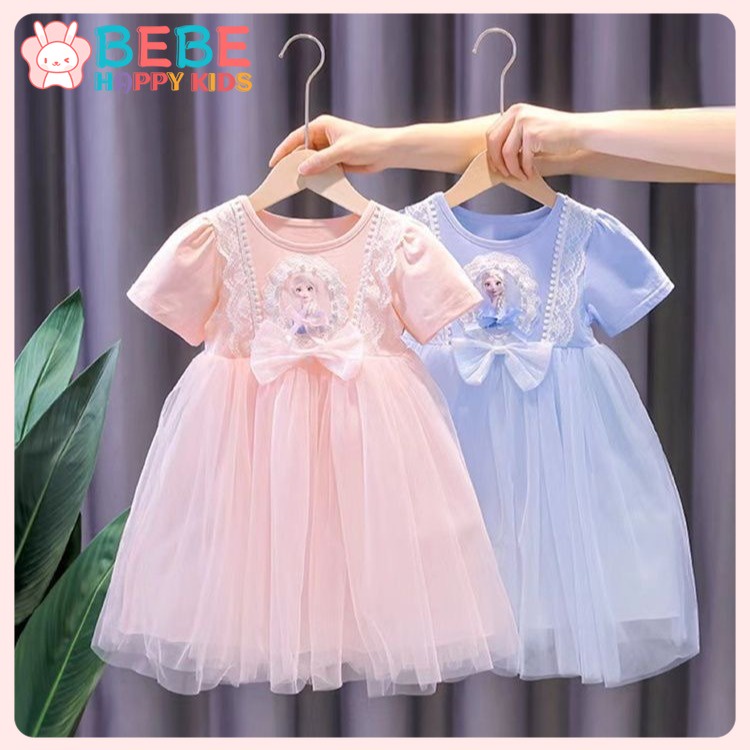 Váy bé gái 1-8 Tuổi Màu Hồng Kiểu Công Chúa Thời Trang Mùa Hè Elsa Cho Bé Gái Trẻ em