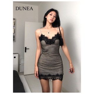 DUNEA Đầm Không Tay Phối Ren Thời Trang Dành Cho Nữ