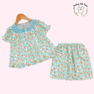 |10-40kg| Đồ bộ lửng tole lanh 2 da, tay ngắn quần lửng phối ren màu, đồ mặc nhà cho bé gái,Tiemdotoleanthy