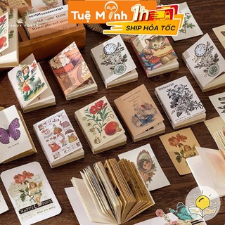 Quyển 80-100 tờ tranh vintage trang trí bullet journal VPPTUEMINH, tập ảnh vẽ Châu Âu dán sổ tay