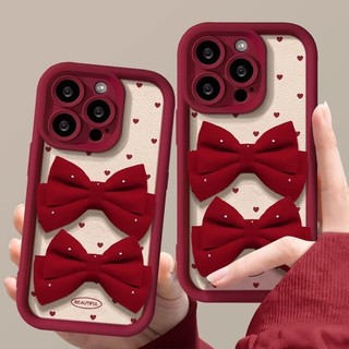 Ốp Điện Thoại Họa Tiết Trái Tim Phối Nơ Bảo Vệ Toàn Diện Cho IPhone 11 1213 Pro MAX X XR XS MAX 7 Plus 8 Plus 14 15 Pro