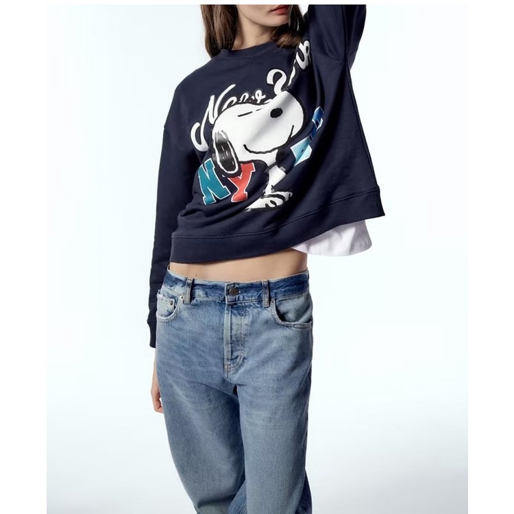 Zara Áo Nỉ Tay Dài Cổ Tròn Form Rộng In Họa Tiết Hoạt Hình Thời Trang Mùa Thu 225643850