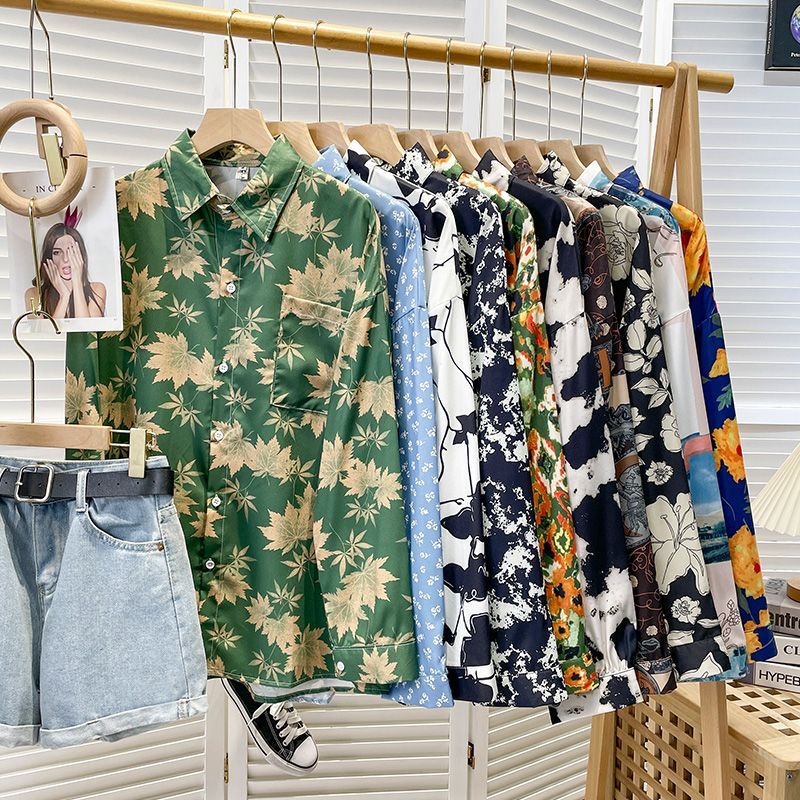 Áo Sơ Mi Tay Dài Dáng Rộng In Họa Tiết Phong Cách Hồng Kông Cổ Điển Thời Trang Mùa Thu Cho Nữ