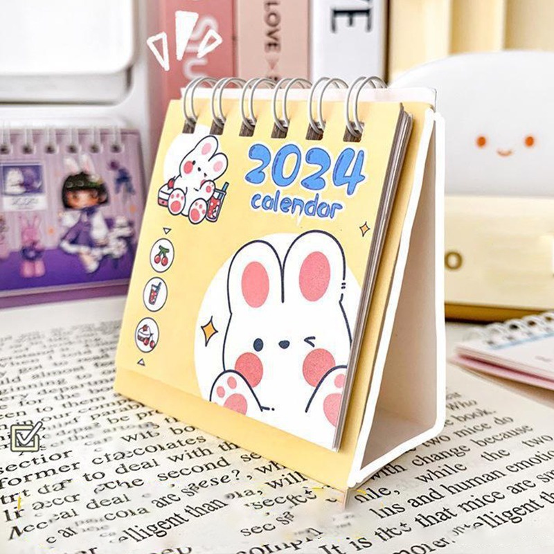 Hoạt Hình Lịch Để Bàn mini Hình Thỏ Dễ Thương