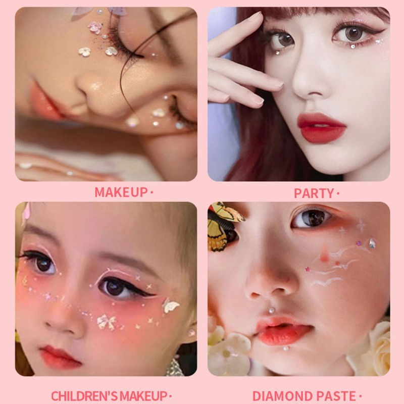 Hạt Kim Cương Giả Màu Bạc Nhiều Màu / Hình Xăm Dán Mặt / Mắt / Mặt Trang Điểm Tiệc Tùng diy