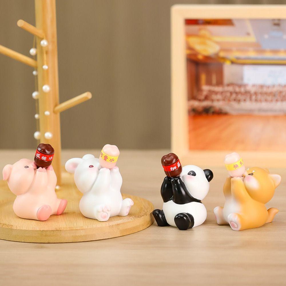 Lanfy Mô Hình Đồ Chơi Động Vật Hoạt Hình Thỏ Heo Gấu Trúc Chó soda diy Trang Trí Xe Hơi