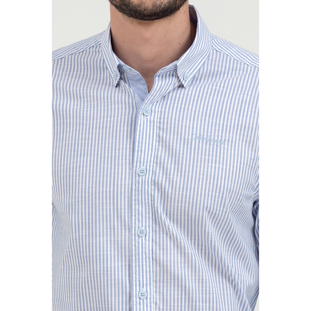 Áo sơ mi tay dài họa tiết kẻ sọc , thời thượng, lịch lãm, chỉn chu John Henry - WS21SS43C-LC
