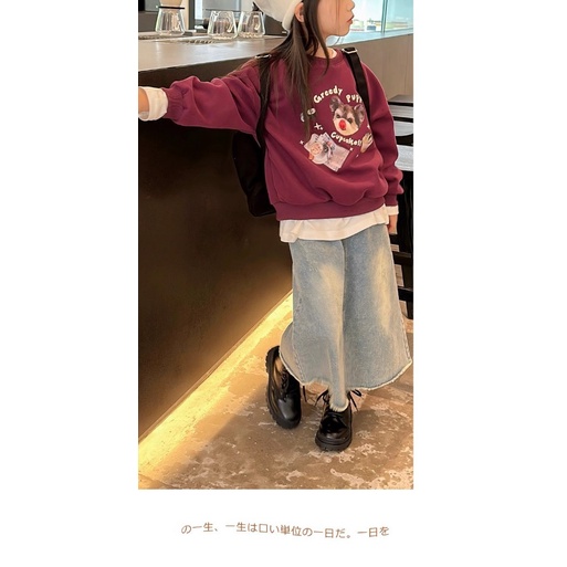 Áo sweater Tay Dài Cổ Tròn In Họa Tiết Hoạt Hình Thời Trang Mùa Thu Cho Bé Gái