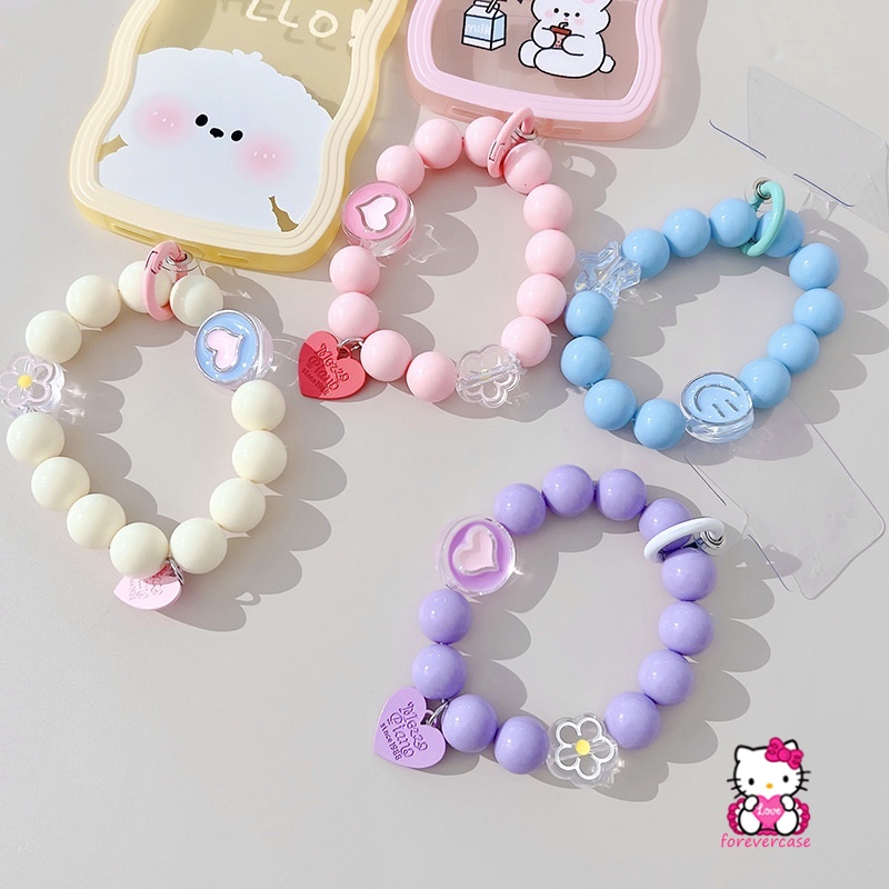 Macaron Vòng Đeo Tay Treo Điện Thoại Màu Kẹo Ngọt Họa Tiết Gấu 3d Dễ Thương Chống Mất