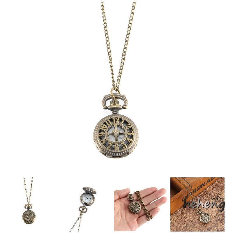 Đồng Hồ Bỏ Túi Dây Xích Mặt Số Rỗng Màu Đồng Phong Cách vintage Cho Nữ