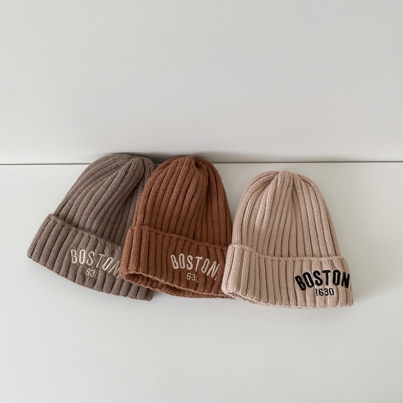 Thời Trang Mũ beanie Dày Dặn Thêu Chữ Chống Gió Cho Bé