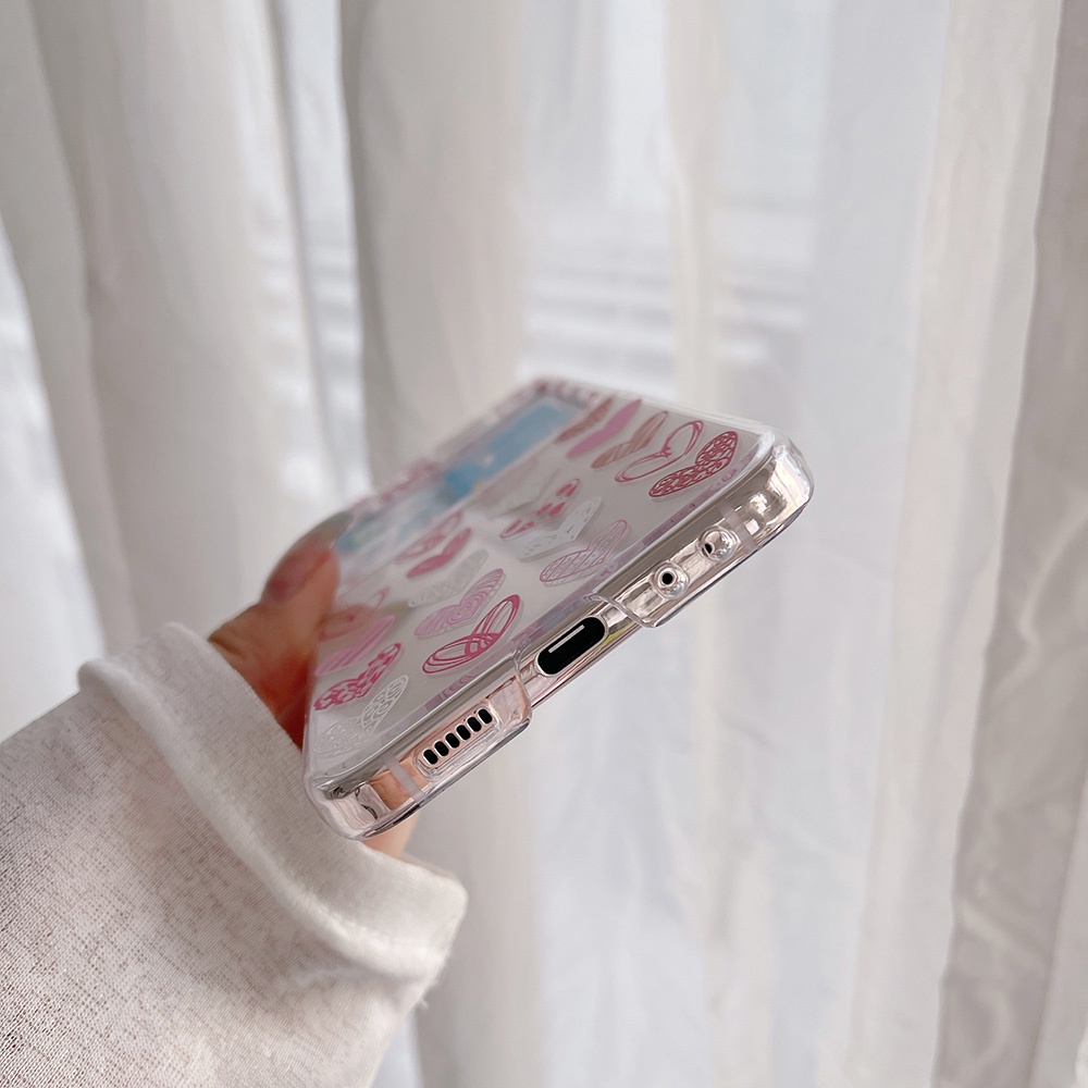 Bao Da Điện Thoại Họa Tiết Trái Tim Cho samsung galaxy z flip 5 4 3 z flip3 zflip5 zflip4 Ốp