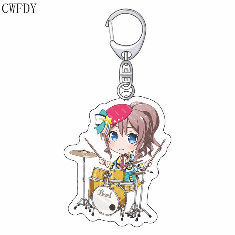 Móc khoá Anime BanG Dream Acrylic Keychain Cartoon Figure Toyama Kasumi Hanazono Tae Ushigome Rimi phụ kiện trang trí