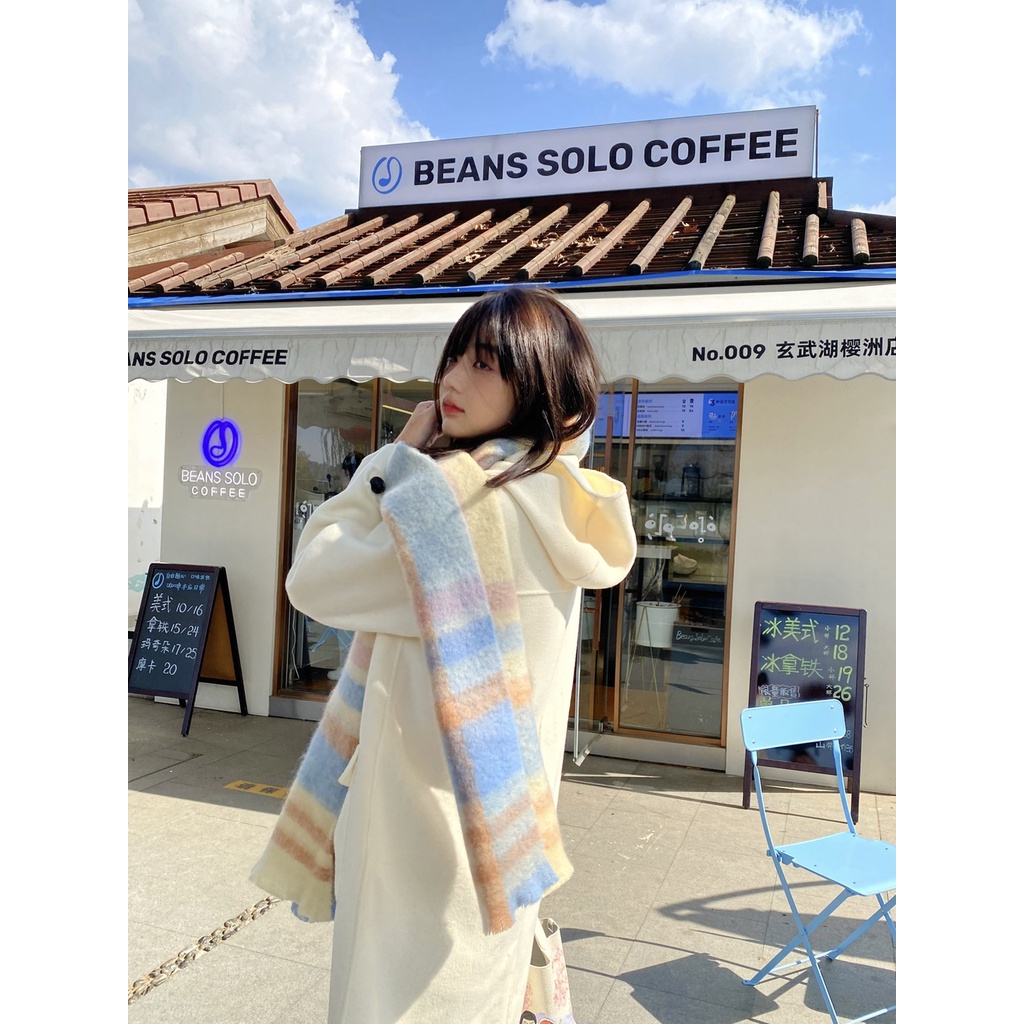 Khăn Choàng Lông Màu macaron Cao Cấp Thời Trang Mùa Đông 2022 Mới Dành Cho Nữ