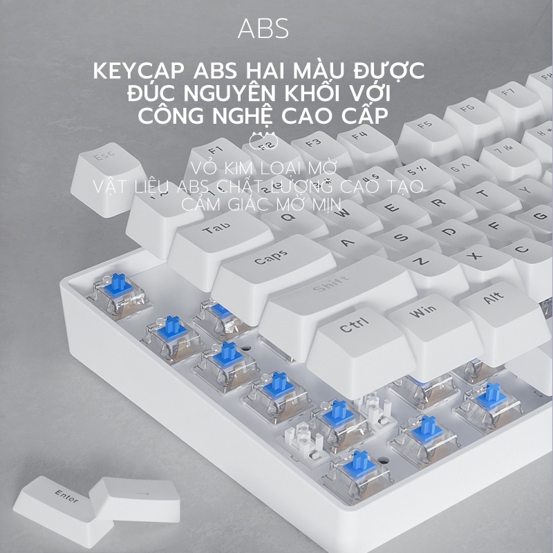Bàn Phím Cơ Gaming Không Dây Bluetooth BASIC KB14 Brown/Blue Switch 87 Phím Màu Tím/xanh/hồng Có đèn,3 Chế độ Kết Nối