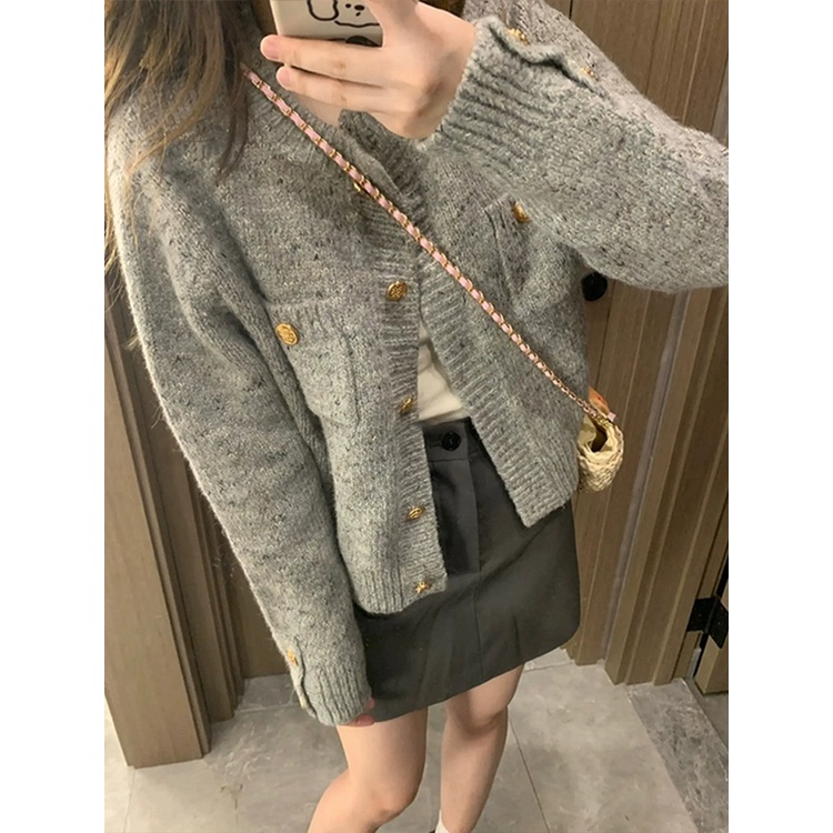 Áo Khoác cardigan Dệt Kim Tay Dài Dáng Rộng Mềm Mại Phong Cách retro Mùa Thu 2023