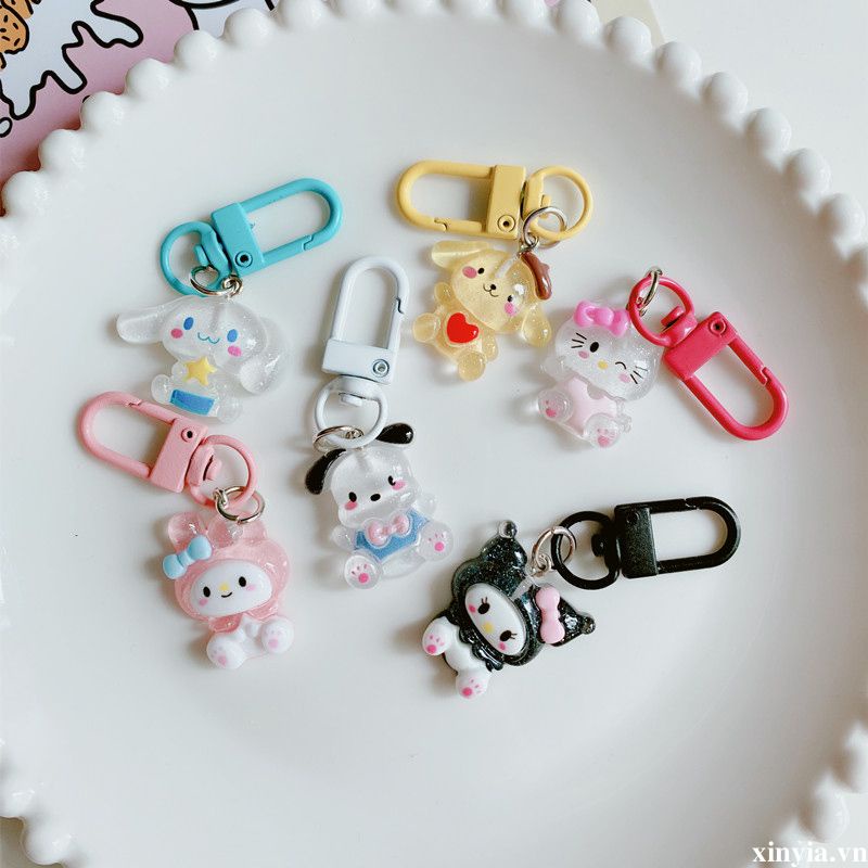 🌺🌺SANRIO Móc Khóa Nhựa Hình Cinnamoroll Kuromi Hoạt Hình Sanrio Dễ Thương