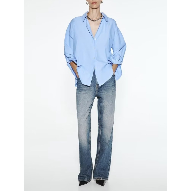 Zara Áo Sơ Mi Dài Tay Dáng Rộng Thời Trang Mùa Thu Dành Cho Nữ 8372060