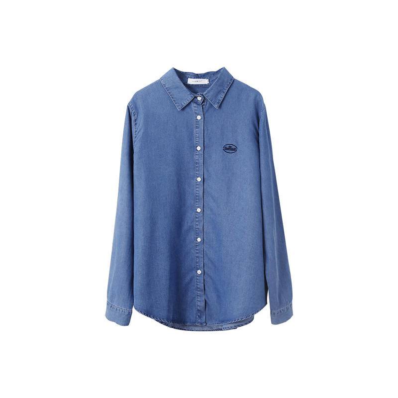 Áo Sơ Mi denim cotton Dáng Rộng Thêu Họa Tiết Thời Trang Cho Nữ
