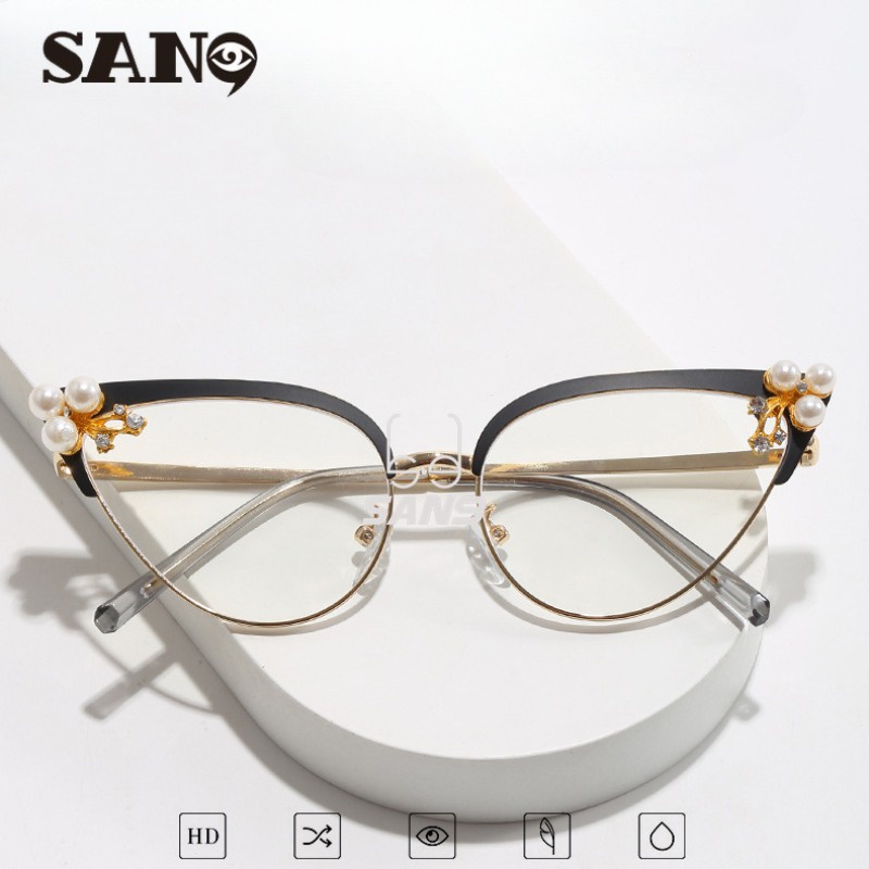 Kính Mắt Mèo Đính Kim Cương Chống Ánh Sáng Xanh Thời Trang Cho Nữ (san9)