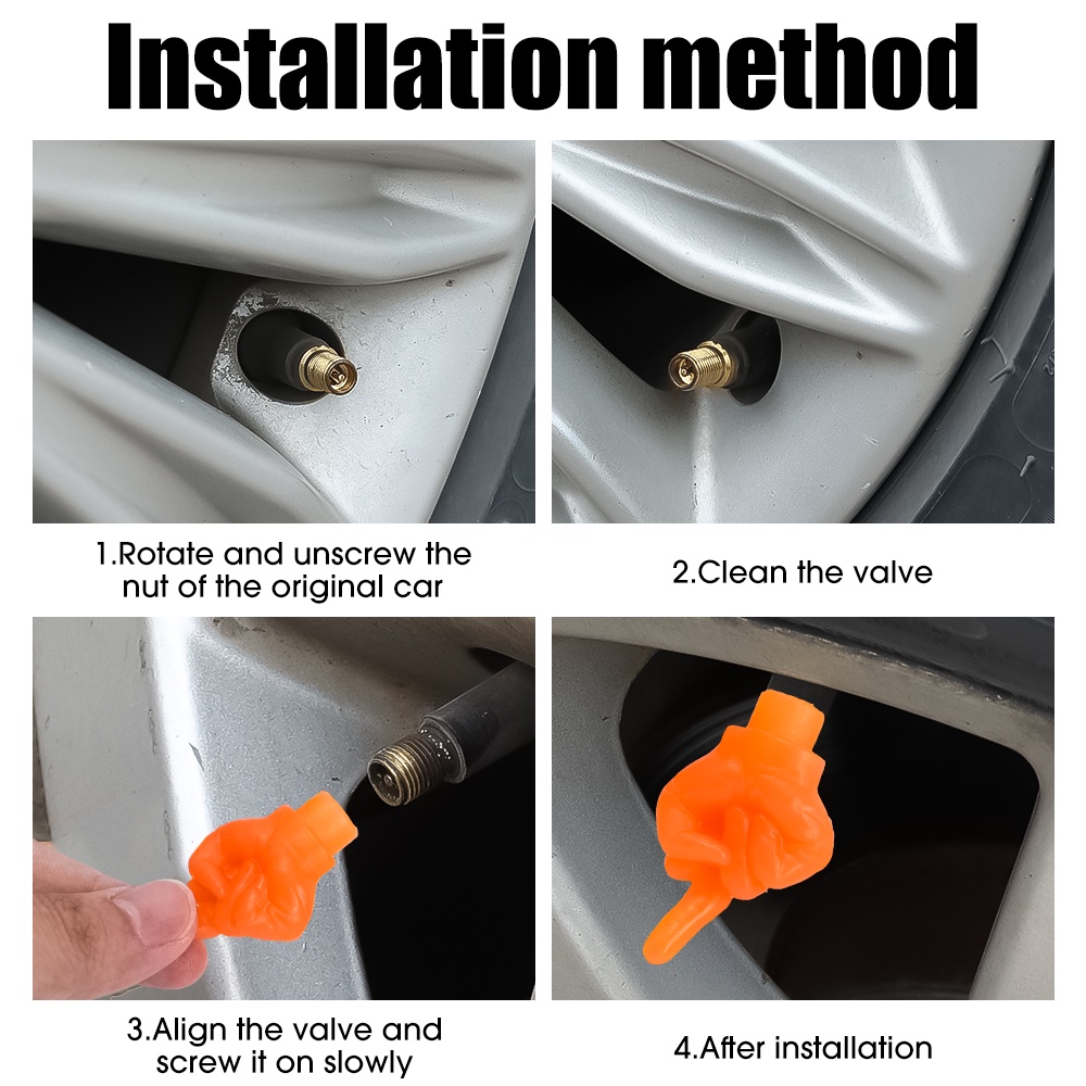 1 / 4 Nắp Van Bánh Xe Hơi / Xe Máy Hình Ngón Tay Giữa Vui Nhộn Màu Dạ Quang Chống Bụi