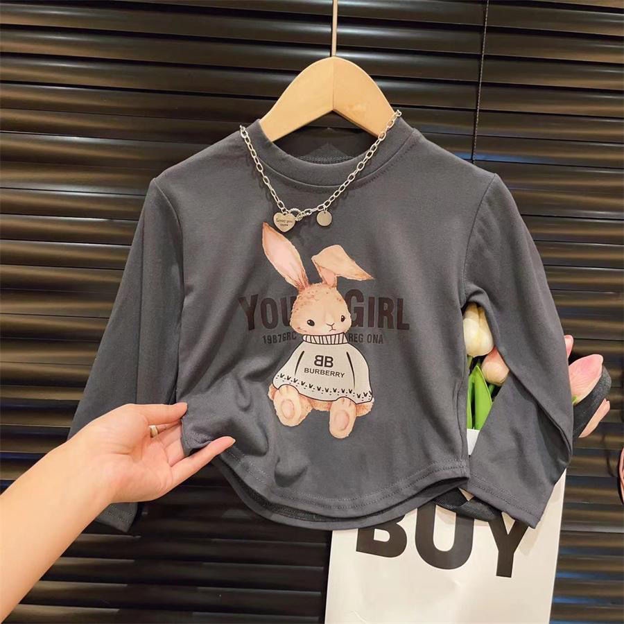 Aiyaya Áo Thun Tay Dài In Hình Thỏ Dễ Thương Thời Trang Mùa Thu Cho Bé Gái