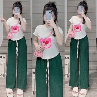 Set đồ bộ quần dài ống rộng (Gugumi đồ bộ nữ, đồ ngủ nữ,đồ mặc nhà,đồ bộ thun gân nữ)