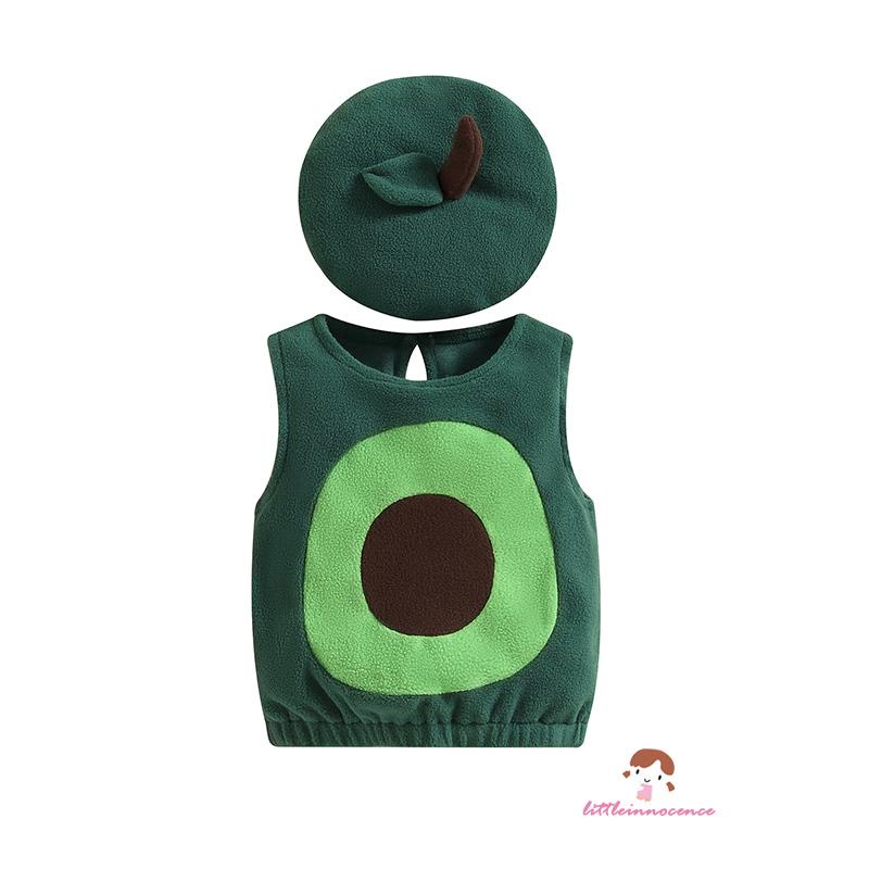 Bộ Trang Phục Hóa Trang halloween Gồm Áo Sát Nách Họa Tiết Trái Bơ + Nón Cho Bé