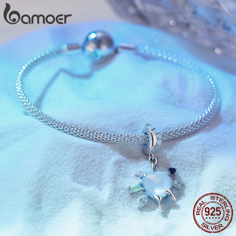 Bamoer Mặt Dây Chuyền Bạc sterling 925 Hình Bướm Và Tuyết Màu Cầu Vồng