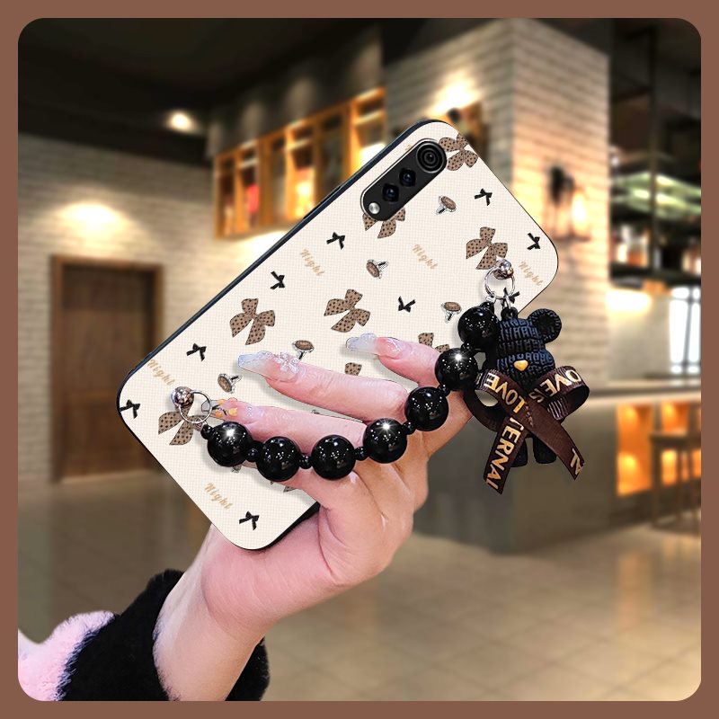 Silicone Anti-knock Phone Case For LG Velvet 4G/5G Back Cover cute Black pearl pendant Dirt-resistant phone case Cartoon
