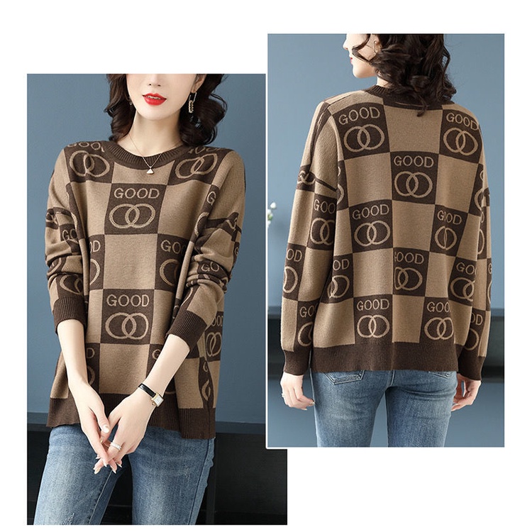 Áo Sweater Dệt Kim Dáng Rộng Thời Trang Mùa Thu Cho Phái Nữ