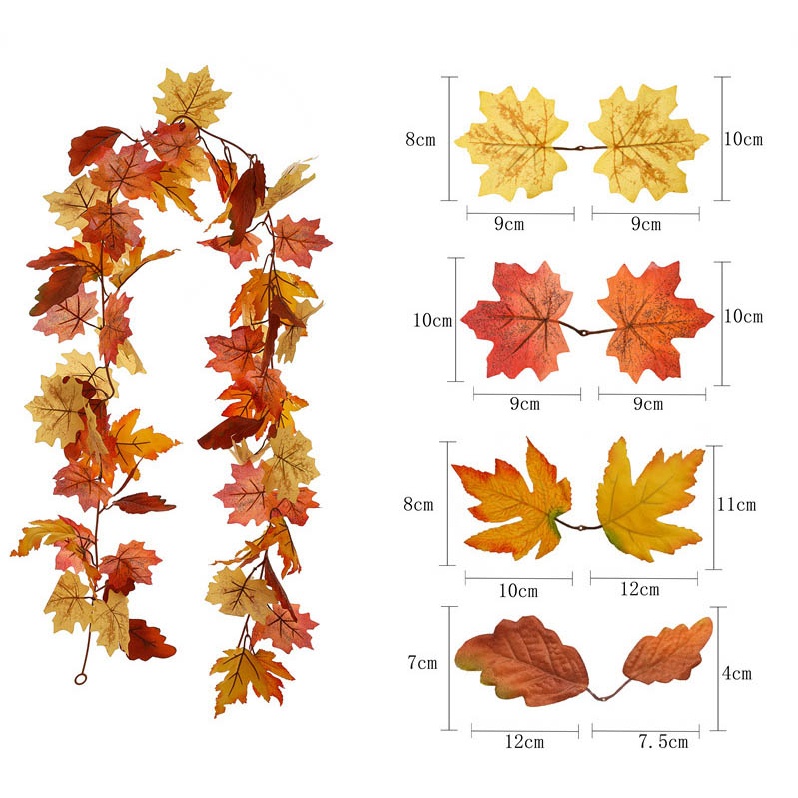 Outdoor Hanging Vines Artificial Maple Leaf Fall Leaves Garland Decorations