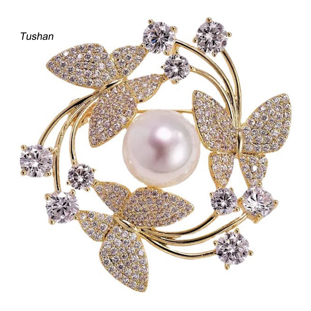 Ghim Cài Áo Hình Tròn Đính Ngọc Trai Nhân Tạo Thời Trang Cho Nữ