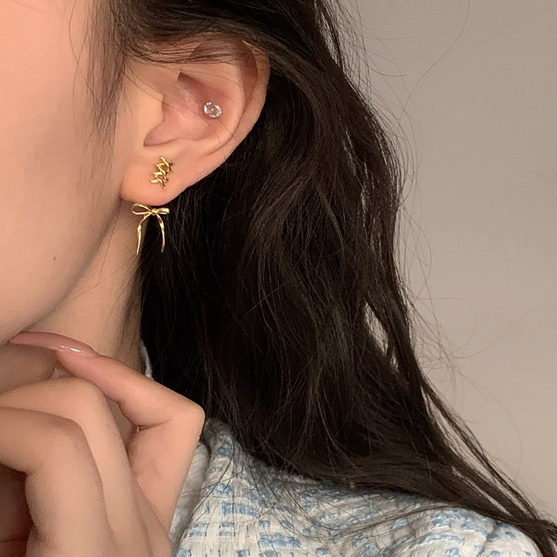 Mới Bông Tai Mạ Bạc 925 Hình Nơ Ruy Băng Xinh Xắn Thời Trang Cho Nữ