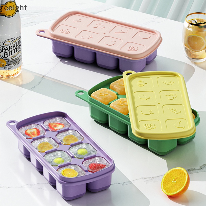 1 Khuôn Silicon Làm Đá 8 Ngăn Có Nắp Tái Sử Dụng Được diy vn