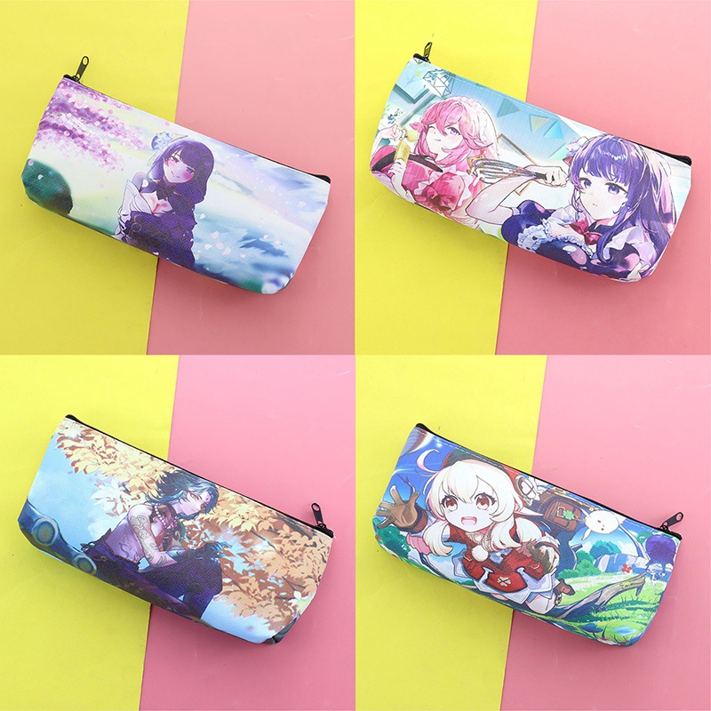 Túi Đựng Bút Bằng pu Sức Chứa Lớn Hình anime songping genshin Cho Học Sinh