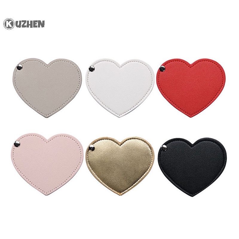 Gương Trang Điểm mini kuzhen Bằng pu Hình Trái Tim Có Thể Gập Lại