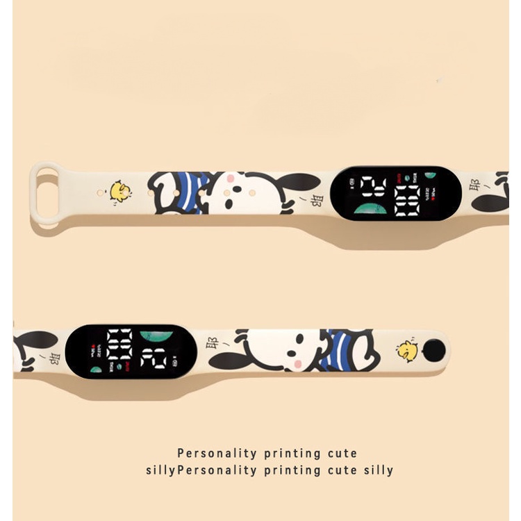 Sanrio Kuromi Phim Hoạt Hình Đồng Hồ Điện Tử Trường Tiểu Học Dễ Thương Trẻ Em Hoạt Hình In Hình LED Đồng Hồ Thể Thao