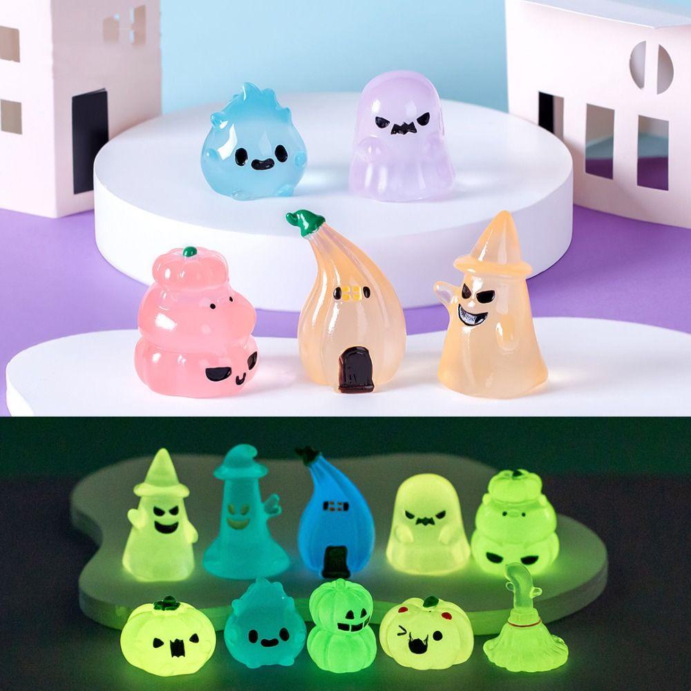 Mmluck Tượng Ma Bí Ngô Dạ Quang mini Bằng Nhựa resin Phát Sáng Trong Tối Trang Trí halloween