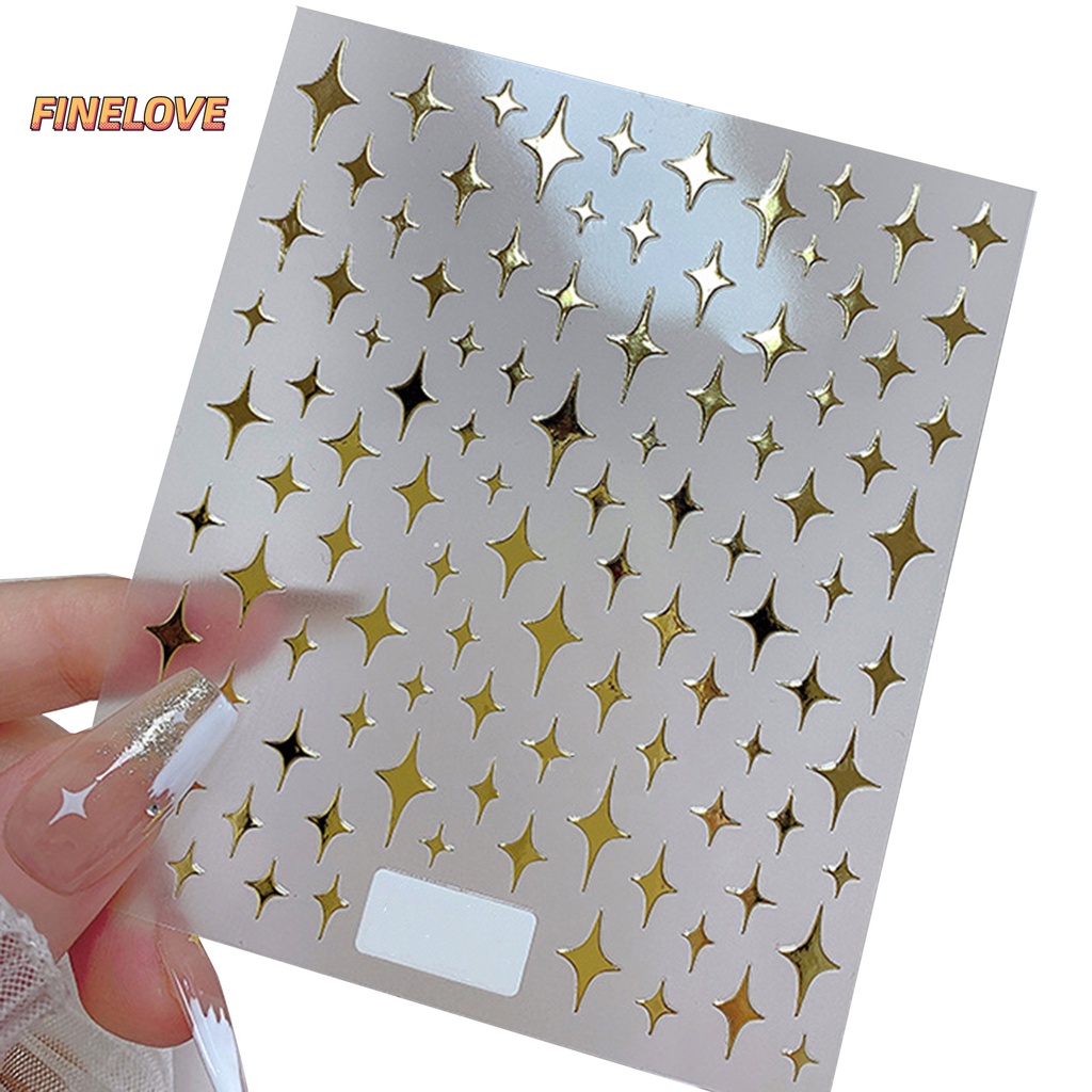 Miếng Dán Móng Tay Tự Dính Siêu Mỏng Màu Trắng / Đen / Bạc / Vàng Ánh Sao Lấp Lánh Không Phai Màu Dễ Dán diy