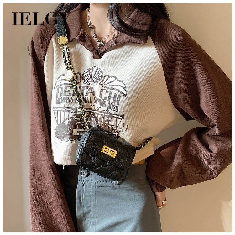 Ielgy Phụ Kiện Túi Đeo Chéo mini Thêu Chỉ Đính Kim Cương Hình Son Môi