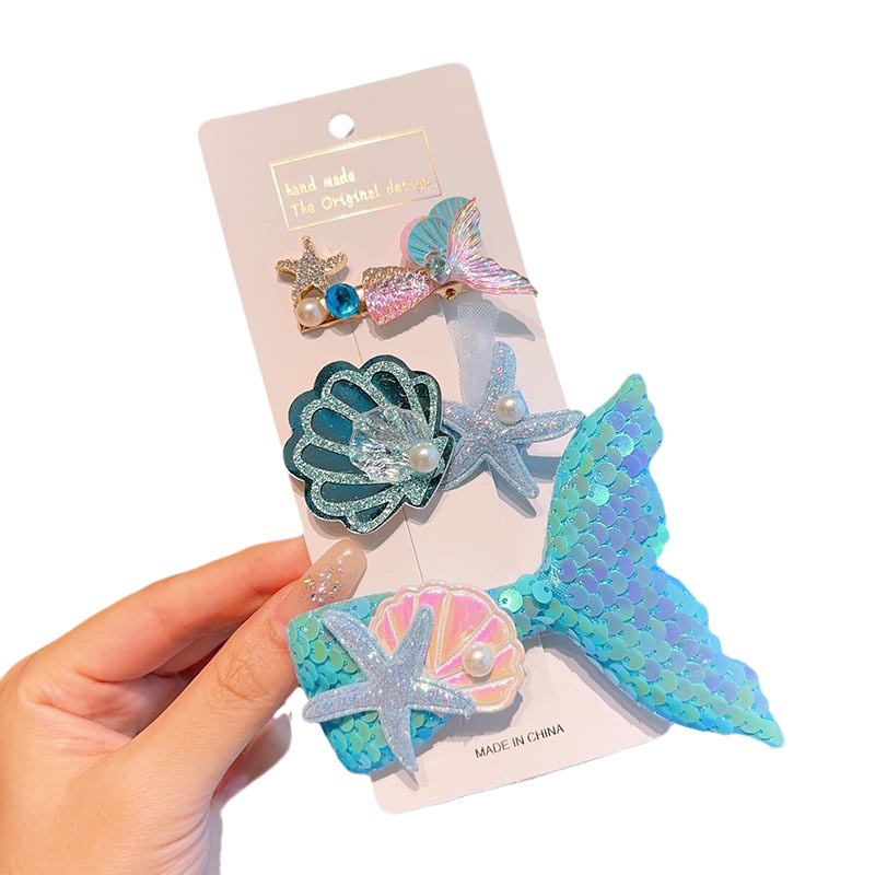 Set 3 Kẹp Tóc Hình Vỏ Sò / Nàng Tiên Cá Cho Bé Gái