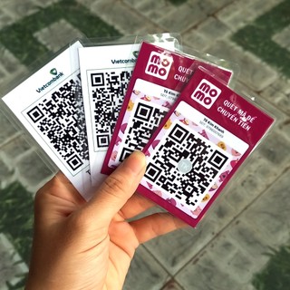 Thẻ mã QR chuyển khoản ngân hàng in theo yêu cầu, 2 mặt, ép plastic chống nước Khải Hoàng In Ấn