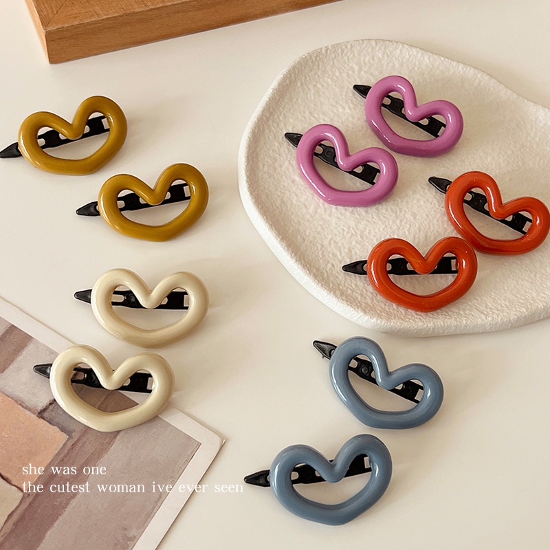 Kẹp tóc mái hình trái tim nhiều màu sắc dễ thương giá rẻ K99